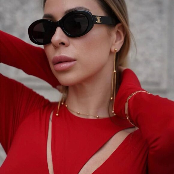 Celine CL40194U 01A Oval Sunglasses - Black/Smoke - Picture 2 of 14